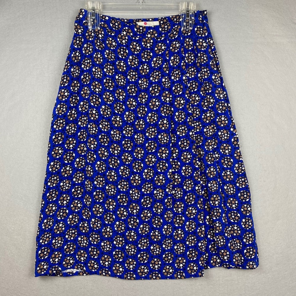Boden Blue Star Print Pleated Midi Skirt Pockets 4P 4 Petite Celestial Fairy